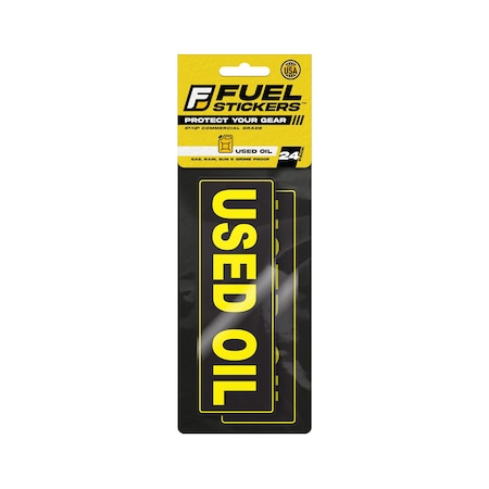 Fuel Stickers Used Oil Stickers, Waste Oil Label for Storage Tank, Drum and More, Hvy-Dty, 6''x2'', 24PK Z-262UOL-24PK